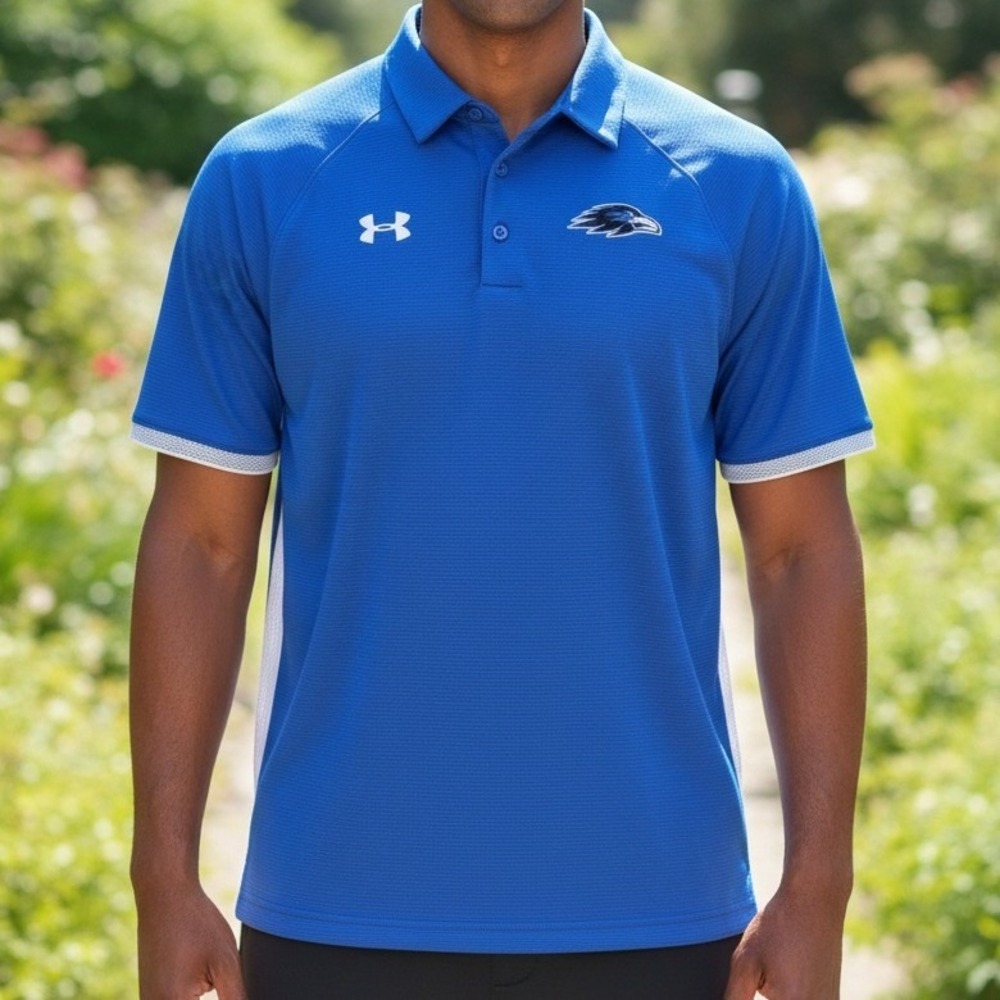 Under Armour Mens Blue Raven Logo HeatGear Performance Polo Shirt MD